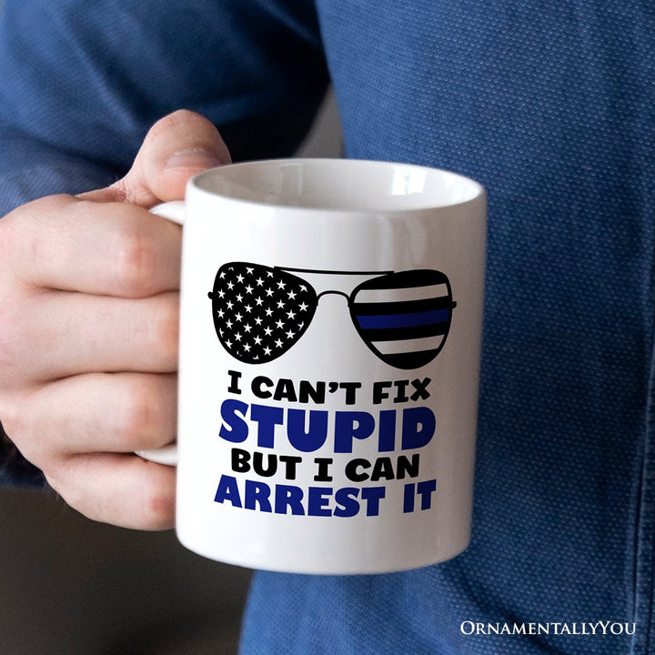 Police Officer Personalized Mug, I Can't Fix But I Can Arrest It Gift With Custom Name Personalized Ceramic Mug OrnamentallyYou