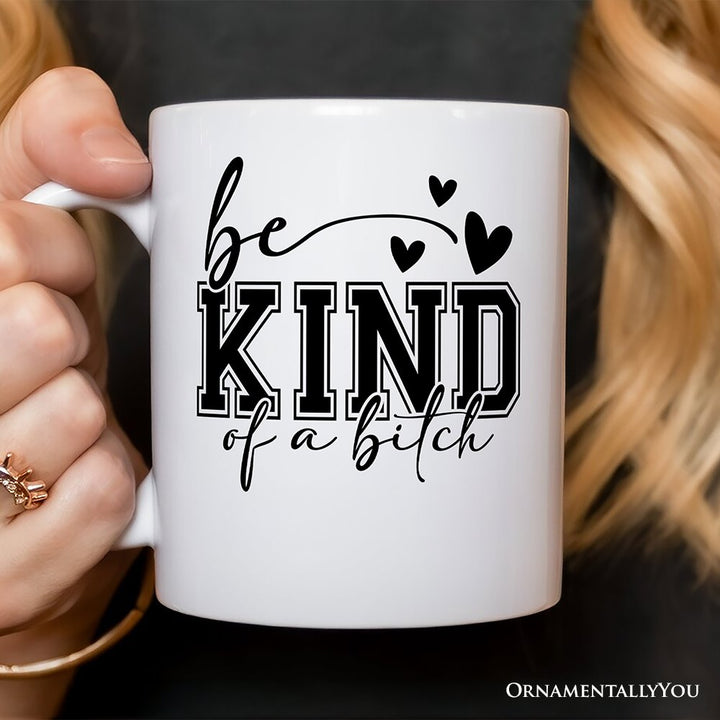 Sarcastic Be Kind Personalized Mug, Retro Bold Women With Bite Gift With Custom Name Personalized Ceramic Mug OrnamentallyYou 12oz Mug Non-Custom