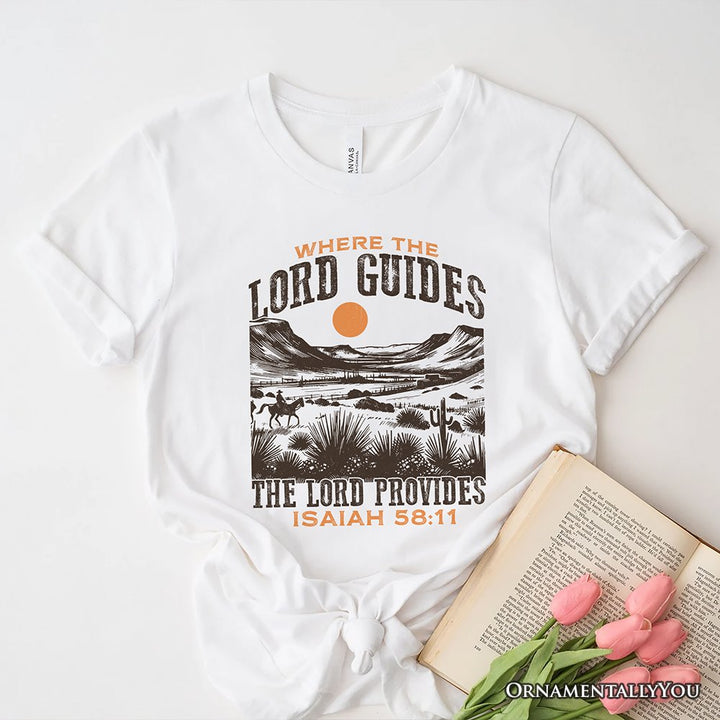The Lord Provides Christian T-Shirt, Retro Western Desert Worship White and Natural Tee T-Shirts OrnamentallyYou White XS