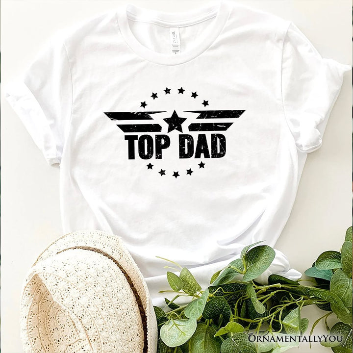 Top Dad Military Star T-Shirt, White and Black Patriotic Tee for Heroic and Proud Fathers T-Shirts OrnamentallyYou White XS