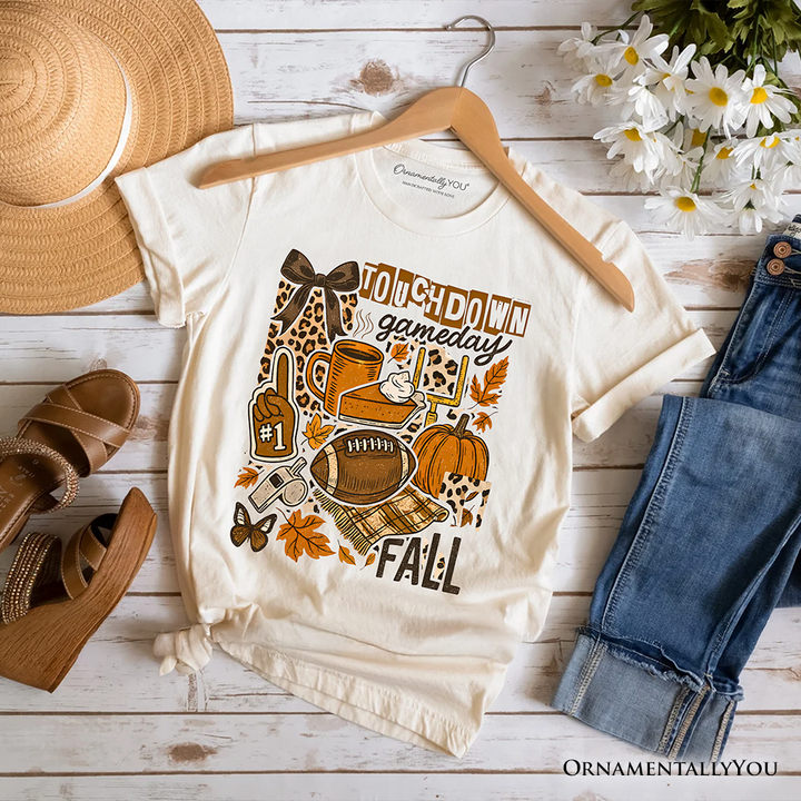 Touchdown Game Day Fall Football T-Shirt, Retro Coquette Autumn Vibes Tee