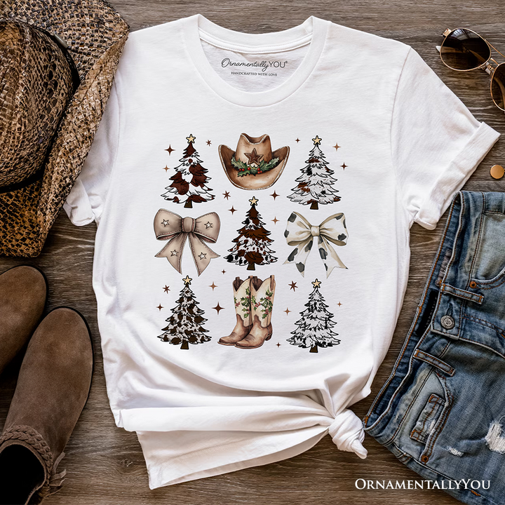 Western Christmas Coquette Tree T-Shirt, Country Holiday Cowboy Tee