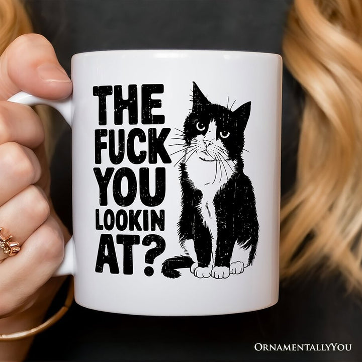 What Are You Looking At Personalized Mug, Cat Lover Gift With Custom Name Personalized Ceramic Mug OrnamentallyYou