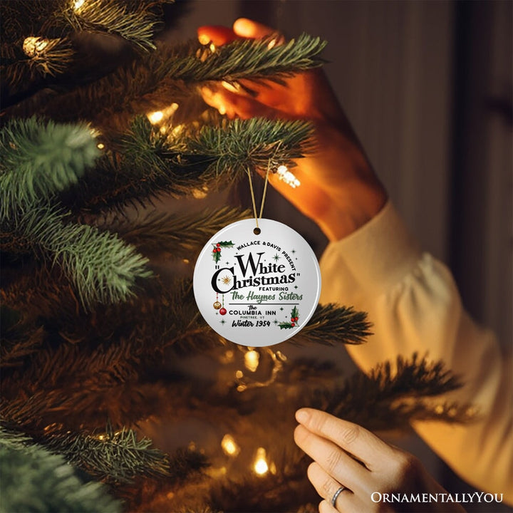 White Christmas Ornament, Retro 1954 Holiday Inn Movie Gift and Tree Decor Ceramic Ornament OrnamentallyYou