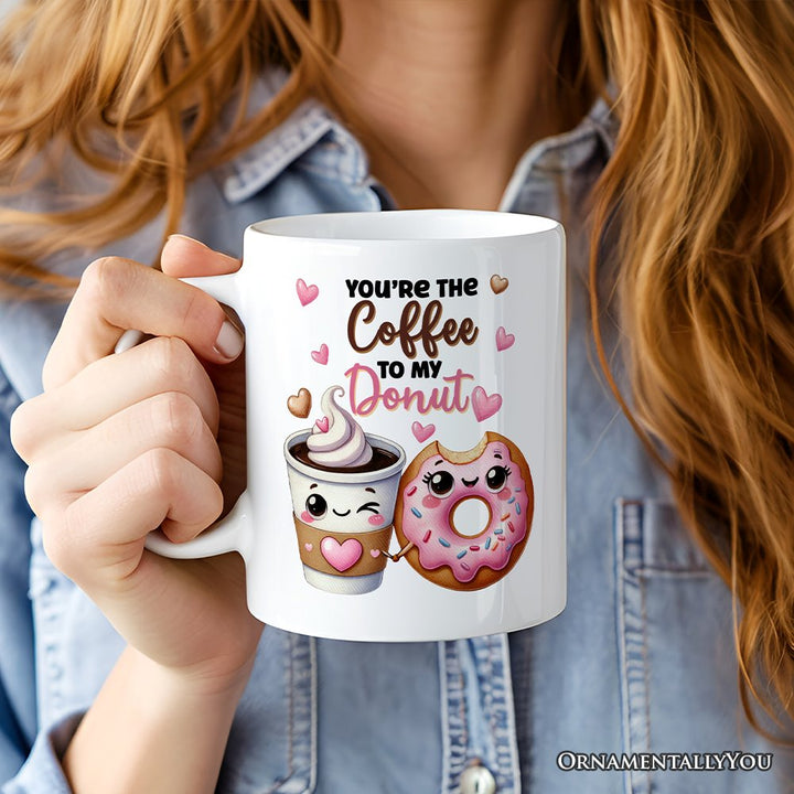 You’re the Donut to My Coffee Personalized Mug for Couple, Cute Romantic Coffee and Donuts Lover Gift With Custom Names Personalized Ceramic Mug OrnamentallyYou