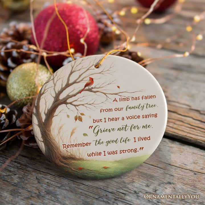 A Life Well-Lived Memorial Tree Ornament, Cherished Family Christmas Keepsake Ceramic Ornament OrnamentallyYou