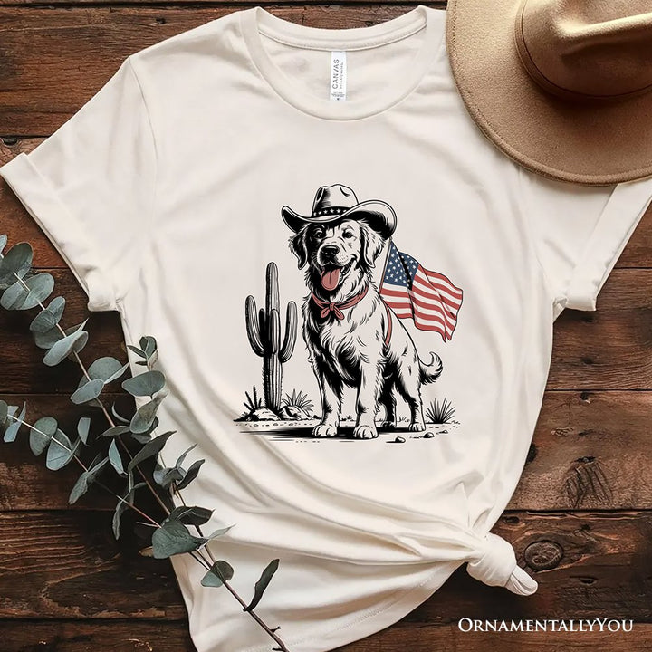 American Cowboy Dog T-Shirt, Western 4th of July Tee for Pet Lovers T-Shirts OrnamentallyYou Natural XS