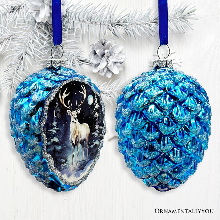 Arctic Animal Illustration Pinecone Glass Christmas Ornament Set Ornament Bundle OrnamentallyYou