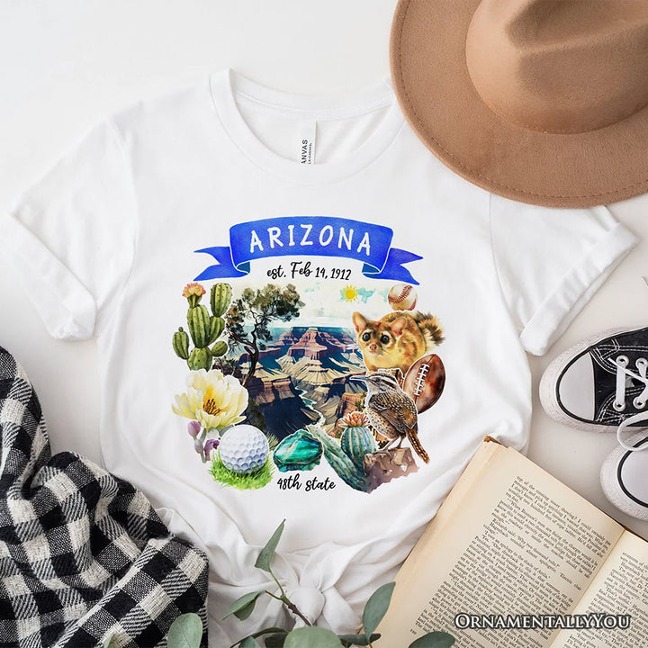 Artistic Arizona State Themes and Landmarks T-Shirt, Tee for History and Travel Lovers T-Shirts OrnamentallyYou White XS