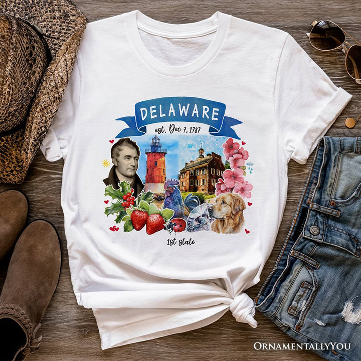 Artistic Delaware State Themes and Landmarks T-Shirt, Tee for History and Travel Lovers T-Shirts OrnamentallyYou White XS
