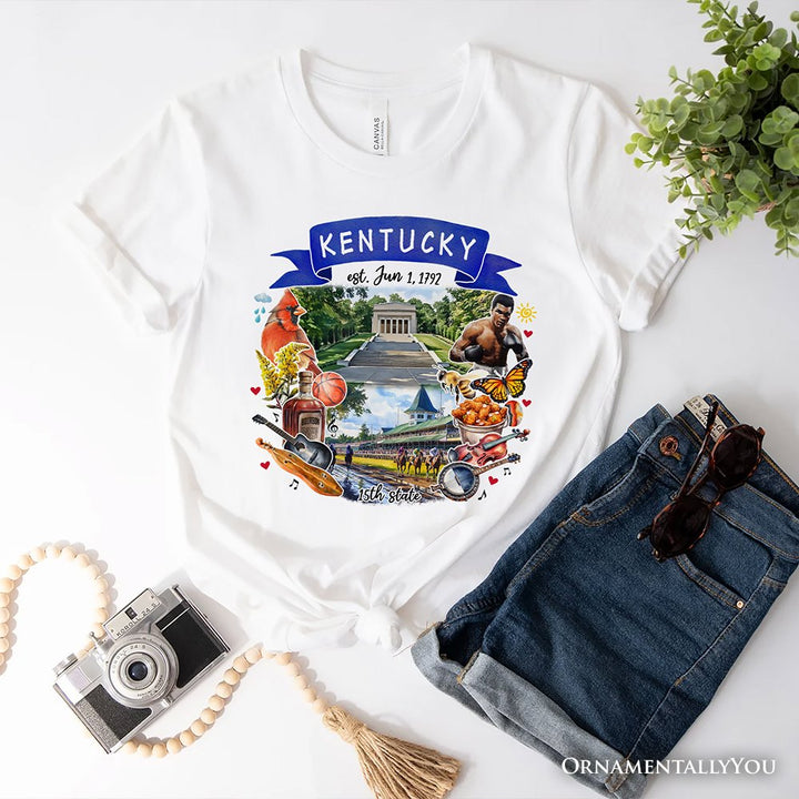Artistic Kentucky State Themes and Landmarks T-Shirt, Tee for History and Travel Lovers T-Shirts OrnamentallyYou White XS