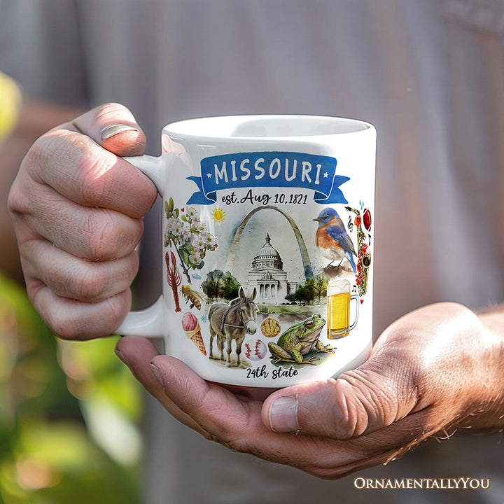Artistic Missouri State Themes and Landmarks Personalized Mug With Custom Name Personalized Ceramic Mug OrnamentallyYou