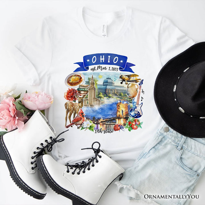 Artistic Ohio State Themes and Landmarks T-Shirt, Tee for History and Travel Lovers T-Shirts OrnamentallyYou White XS