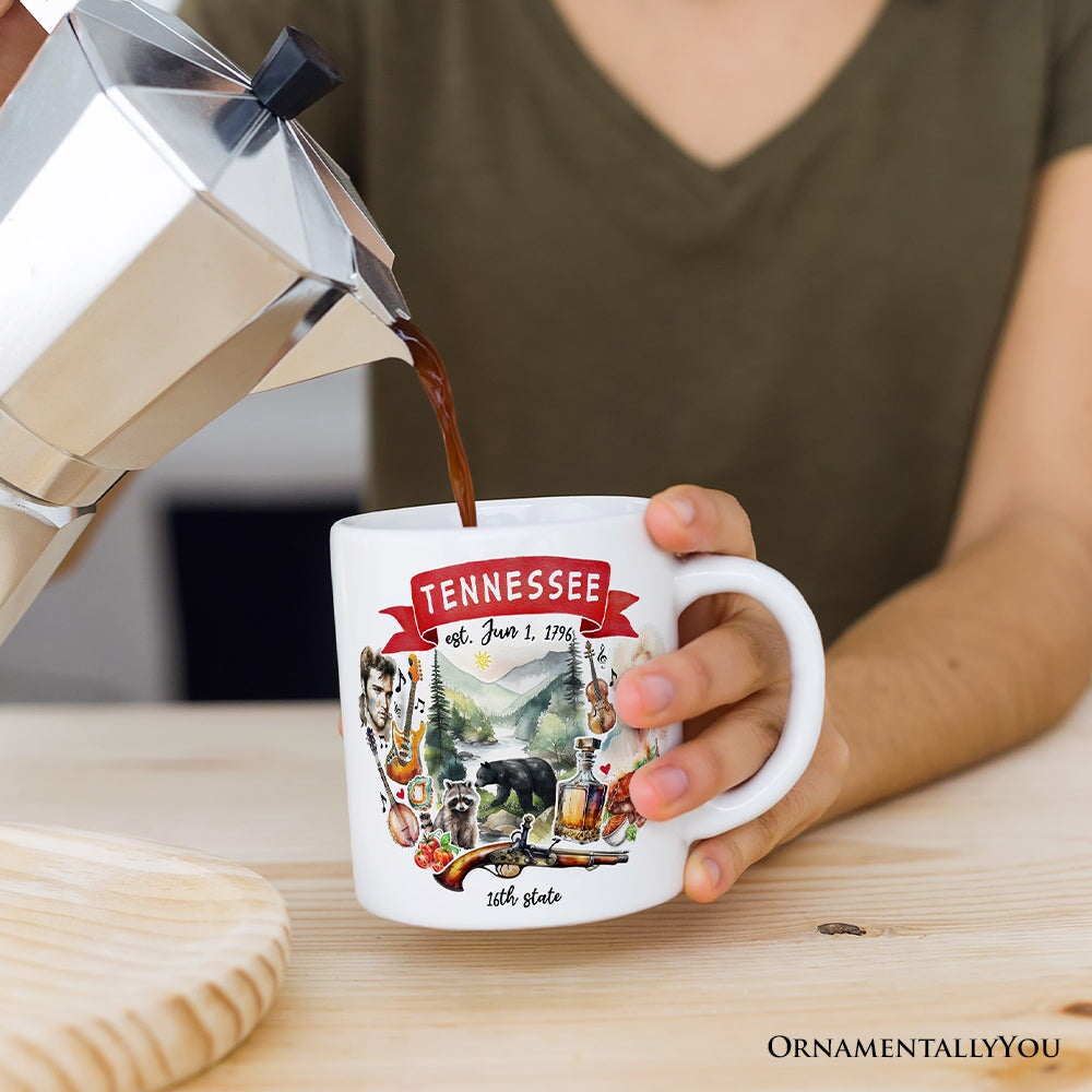 Artistic Tennessee State Themes and Landmarks Personalized Mug With Custom Name Personalized Ceramic Mug OrnamentallyYou