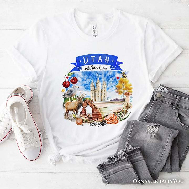 Artistic Utah State Themes and Landmarks T-Shirt, Tee for History and Travel Lovers T-Shirts OrnamentallyYou White XS