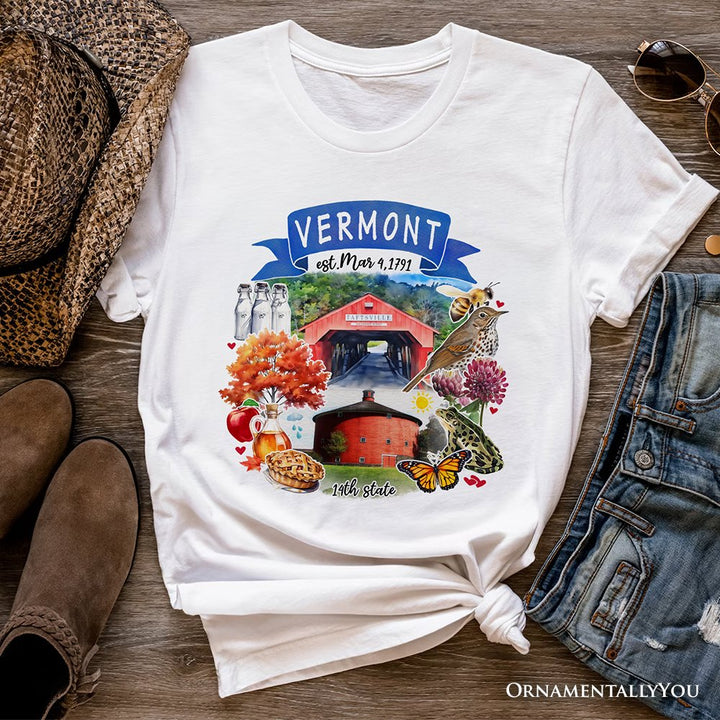 Artistic Vermont State Themes and Landmarks T-Shirt, Tee for History and Travel Lovers T-Shirts OrnamentallyYou White XS