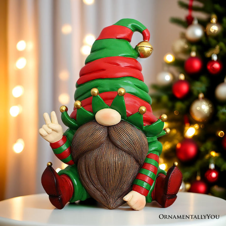 (Pre-Order) Cheerful Elf Gnome Festive Figurine, 8" Christmas Garden Statue Resin Statues OrnamentallyYou