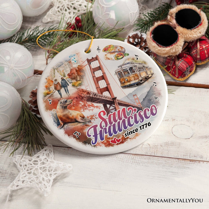 Elegant Cultural and Artistic San Francisco Ornament, California Traveler Souvenir Gift Ceramic Ornament OrnamentallyYou