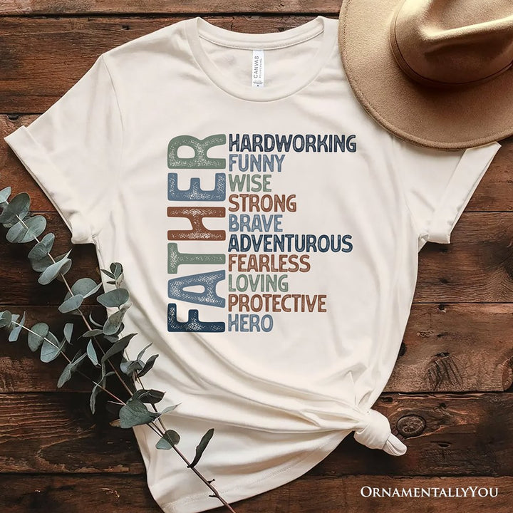 Father Definition T-Shirt, White and Natural Inspirational Tee for Hero Dad T-Shirts OrnamentallyYou Natural XS