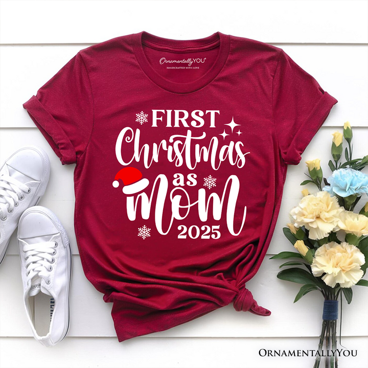 First Christmas as Mom 2025 Christmas T-Shirt, Matching Family Holiday Tee