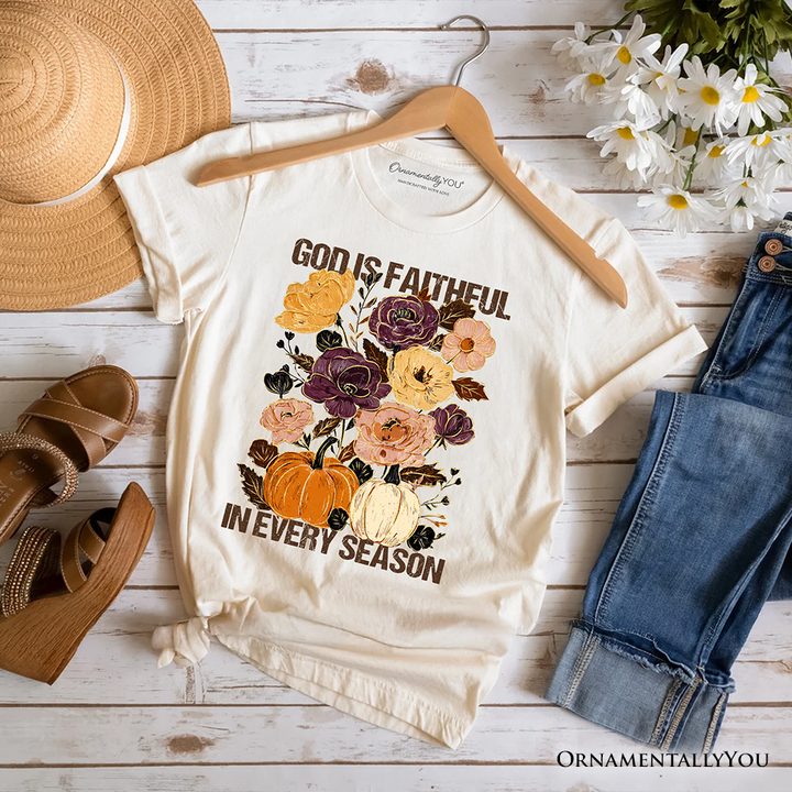 God Is Faithful in Every Season Floral T-Shirt, Christian Fall Tee