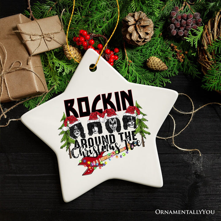 Iconic Hard Rock n Roll Guitar Christmas Ornament, Rockin Around the Christmas Tree Ceramic Ornament OrnamentallyYou