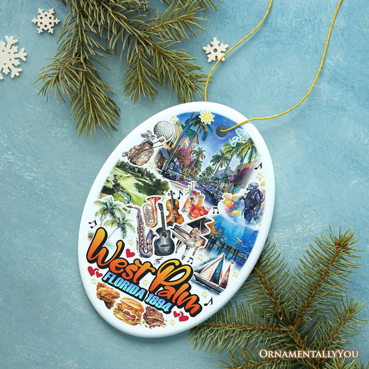 Marvelous West Palm Beach Florida Ornament, Artistic Paradise and Southern Souvenir Ceramic Ornament OrnamentallyYou