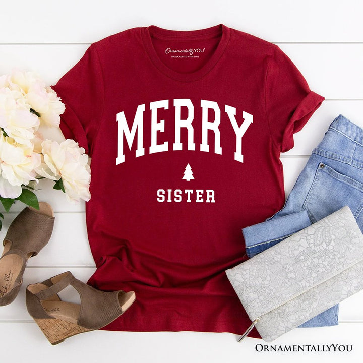 Merry Sister Retro Christmas T-Shirt, Matching Family Holiday Tee T-Shirts OrnamentallyYou Cardinal XS