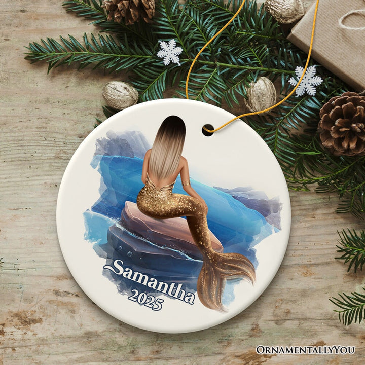 Personalized Mermaid Women Christmas Ornament Ceramic Ornament OrnamentallyYou