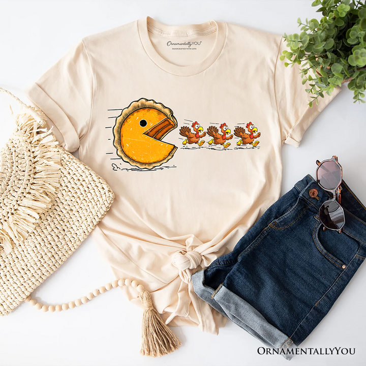 Pumpkin Pie Chasing Turkeys Funny T-Shirt, Retro Thanksgiving Fall Vibes Tee