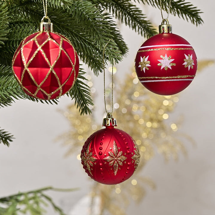 Red and Gold Unique Shatterproof Ornament Bauble Set Ornament Bundle OrnamentallyYou