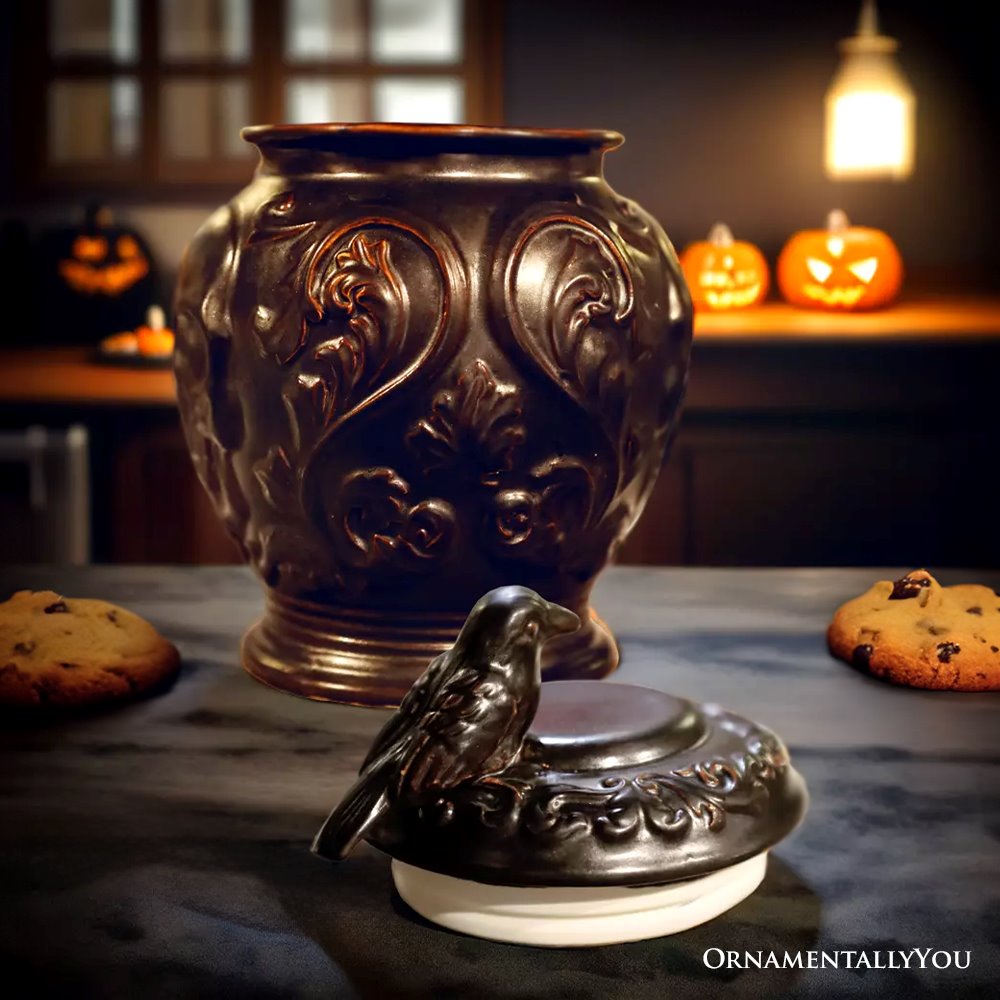 (Pre-Order) Spooky Urn 8" Cookie Jar, Ceramic Gothic Halloween Kitchen Decoration Cookie Jars OrnamentallyYou
