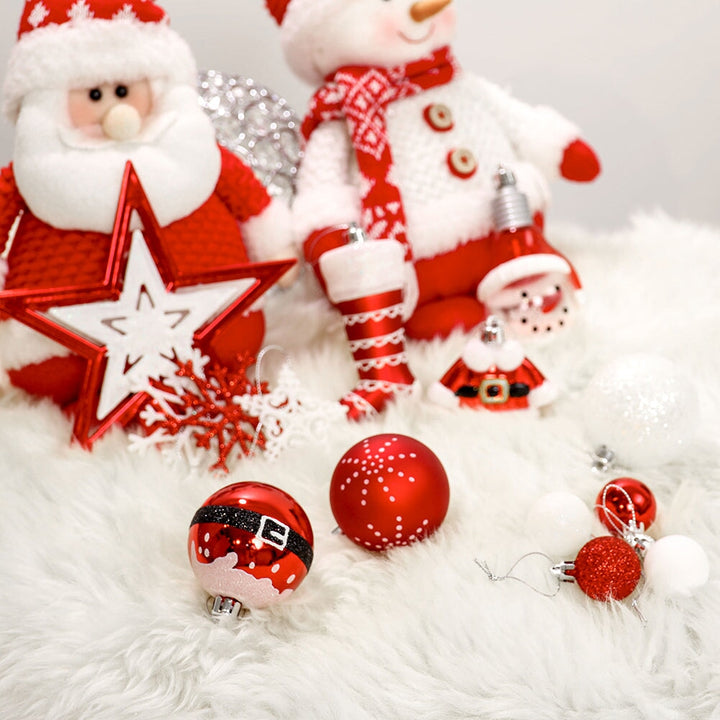 Super Santa Christmas Ornament Mega Bundle Set, Red and White Baubles, Snowman, Suit, Belt, and Snowflakes Ornament Bundle OrnamentallyYou