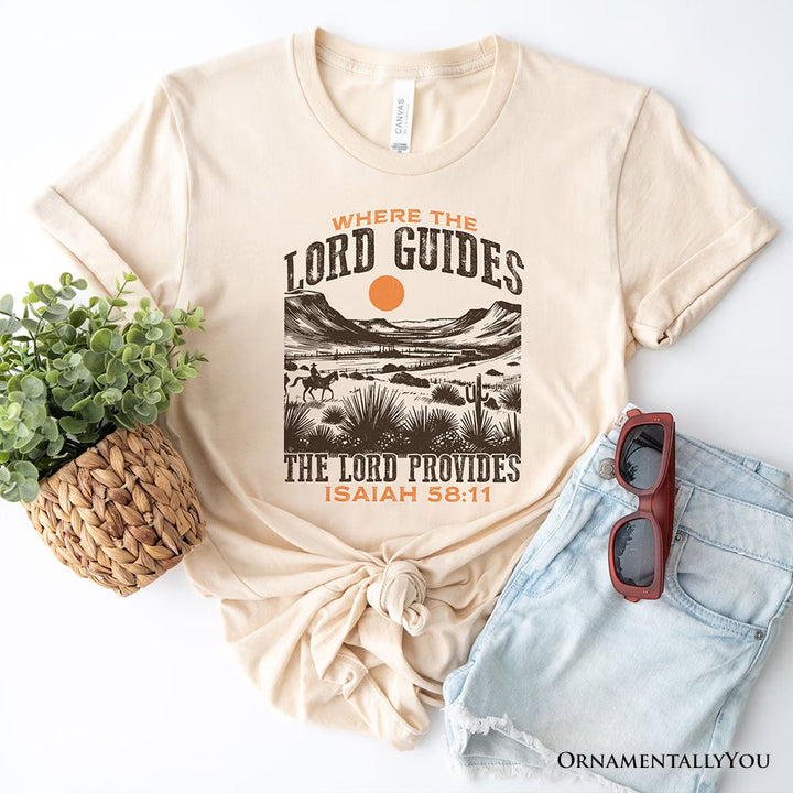 The Lord Provides Christian T-Shirt, Retro Western Desert Worship White and Natural Tee T-Shirts OrnamentallyYou Natural XS