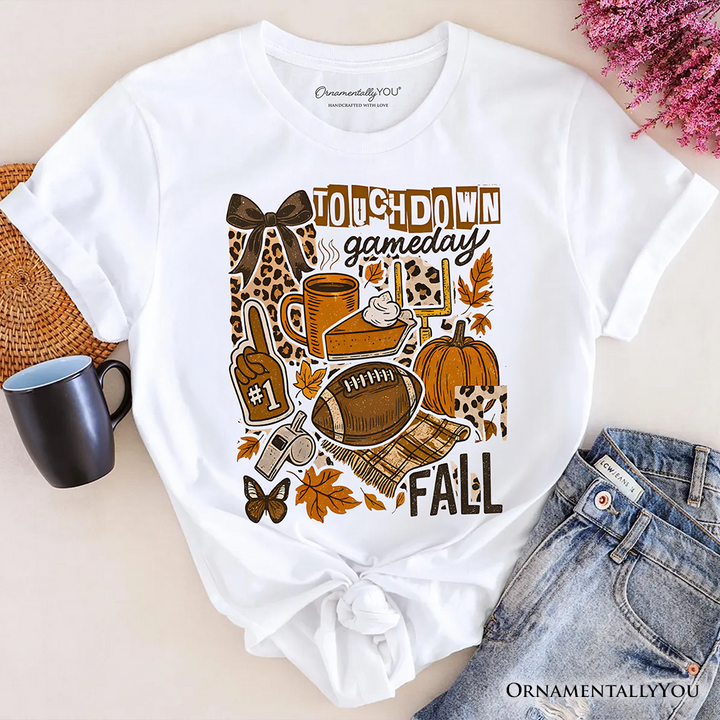 Touchdown Game Day Fall Football T-Shirt, Retro Coquette Autumn Vibes Tee