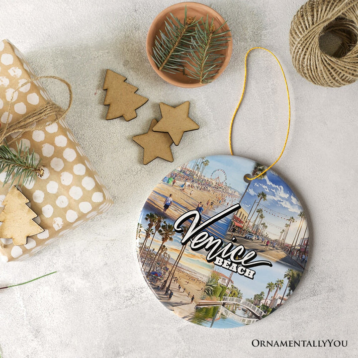 Vibrant Venice Beach Ornament, Californian Coastal Urban Christmas Gift and Keepsake Ceramic Ornament OrnamentallyYou