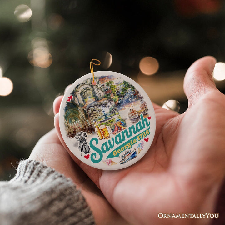 Artistically Scenic Savannah Ornament, Georgia Historical City and Nature Christmas Ornament Ceramic Ornament OrnamentallyYou