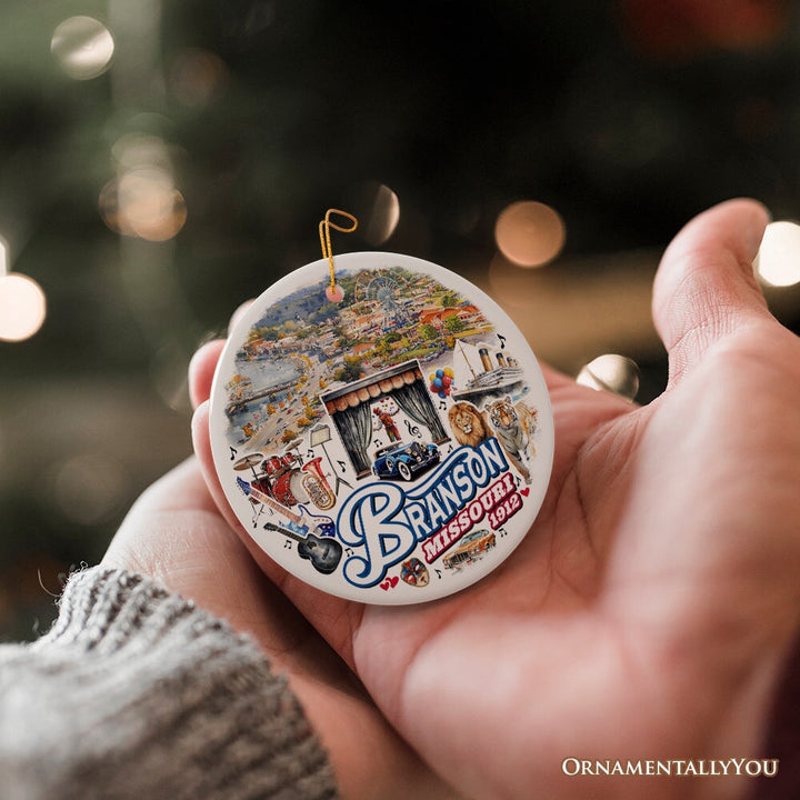 Culturally Vibrant Branson City Ceramic Ornament, Missouri Souvenir and Christmas Tree Decor Ceramic Ornament OrnamentallyYou