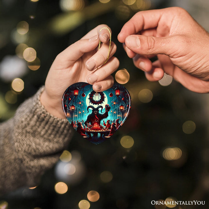 Krampus’s Unholy Revelry Ornament, Dark Folklore Celebration and Spooky Decor Ceramic Ornament OrnamentallyYou