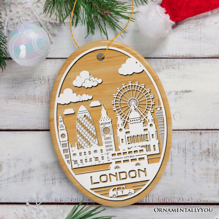 London City Unique Paper Art Themed Ceramic Christmas Ornament Ceramic Ornament OrnamentallyYou