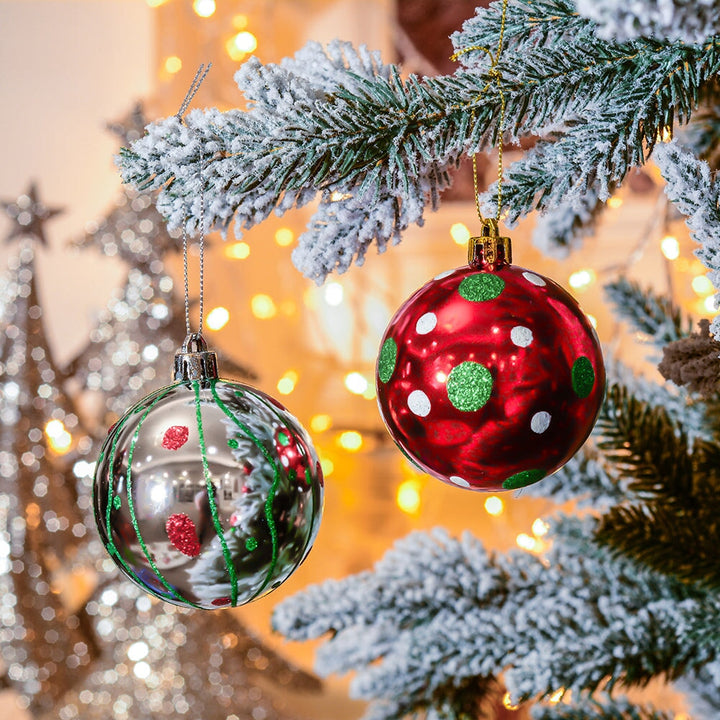 Playfully Patterned Christmas Ornament Bauble Set, 35 Round Holiday Balls Ornament Bundle OrnamentallyYou
