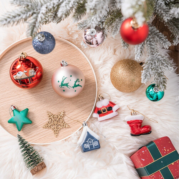 Premium Christmas Ornament Eclectic Bundle Set, 60 Glitter Filled Baubles, Homes, Star Charms Ornament Bundle OrnamentallyYou