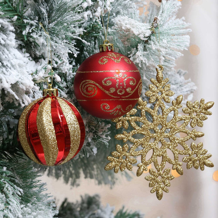 Red and Gold Glitter Luxury Shatterproof Christmas Ornament Bauble Set Ornament Bundle OrnamentallyYou