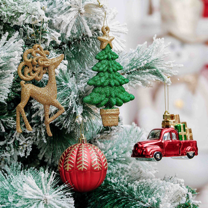 Rustic Christmas Adventure Ornament Bauble 60 Piece Set, Camping Truck, Acorns, Woods Theme Ornament Bundle OrnamentallyYou