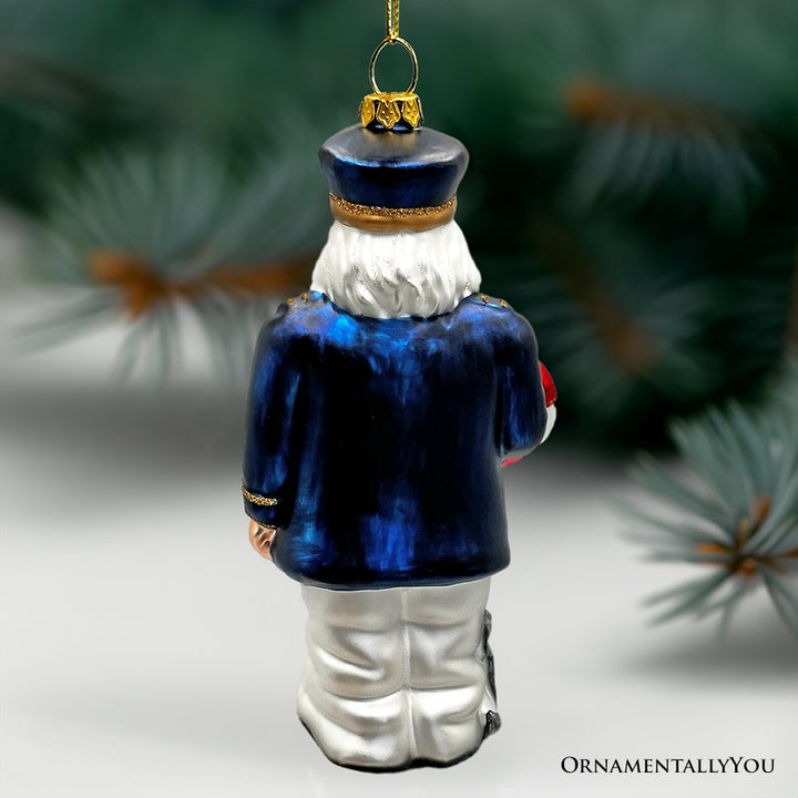 (Pre-Order) Santa the Ship Captain Glass Ornament, Gift for Boat Commander of the Seas Glass Ornament OrnamentallyYou