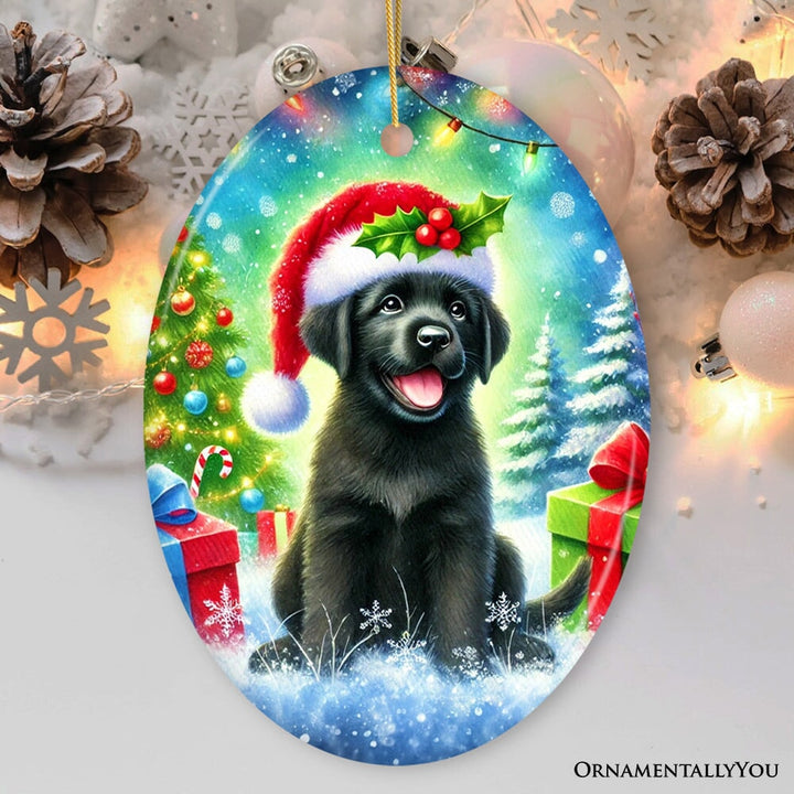Sparkling Yuletide Black Labrador Retriever Ornament, Joyful Christmas Gift Ceramic Ornament OrnamentallyYou