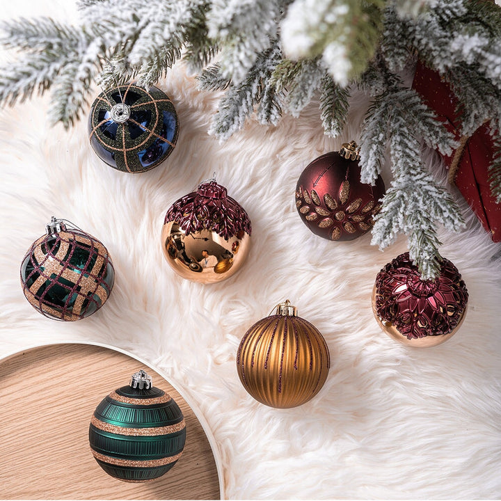 Touch of Gold Delightfully Glittered Ornament Bauble Set, Green, Blue, Bronze and Maroon 16 Piece Bundle Ornament Bundle OrnamentallyYou