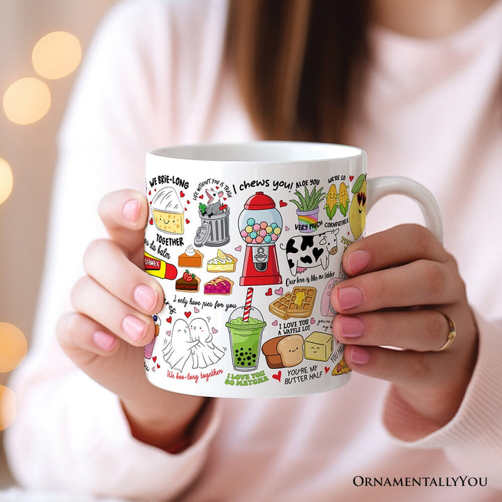 Hand Drawn Corny Love Puns Personalized Valentine Mug with Custom Name Personalized Ceramic Mug OrnamentallyYou