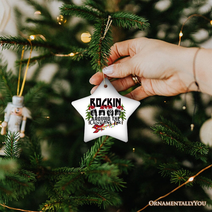 Iconic Hard Rock n Roll Guitar Christmas Ornament, Rockin Around the Christmas Tree Ceramic Ornament OrnamentallyYou