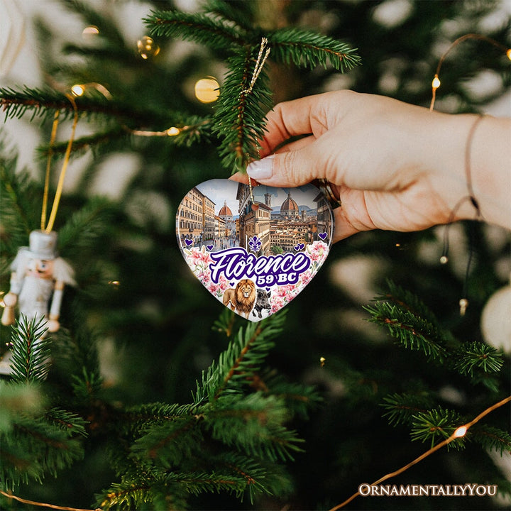 Illustrated Scenery of Florence City Ceramic Ornament, Italy Travel Souvenir and Christmas Gift Ceramic Ornament OrnamentallyYou